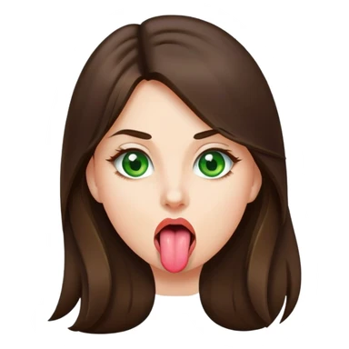 Girl sticking out tongue brunette long hair green eyes  sticker