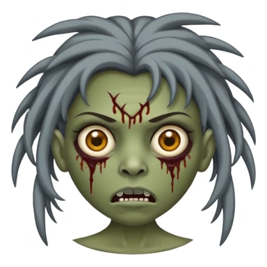 faça uma garota zumbi com cabelos acima dos ombros da cor castanhos escuros e com franja curta sticker