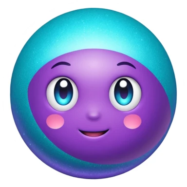 glitter purpel cian little ball sticker