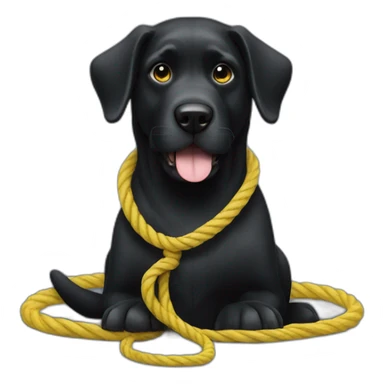Big black dog with yellow rope ball sticker