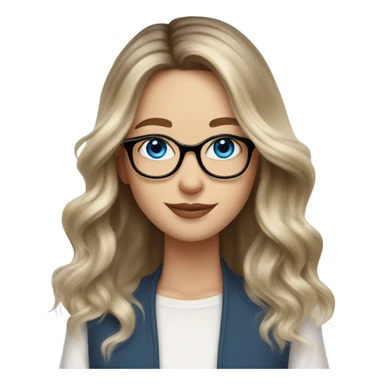 Shoulder length Balayage pale beautiful woman with glasses and blue eyes happy  sticker