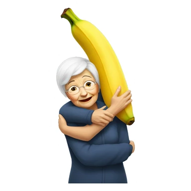 banana hugging an old woman sticker