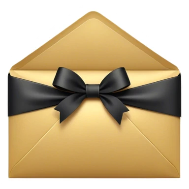 "An ornate black and gold envelope sealed with a delicate black ribbon bow and a small golden embellishment, evoking a sense of mystery and luxury." sticker