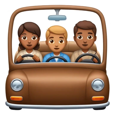 Four brown people driving in car  sticker