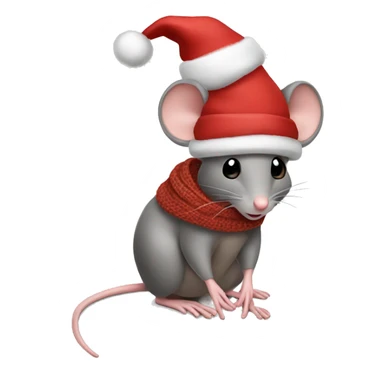Mouse in christmas hat and scarf sticker