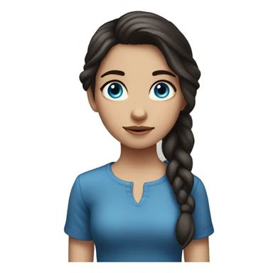 A girl with fair skin, dark hair and blue eyes stands far away sticker