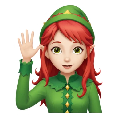 christmas elf girl with red hair, waving  sticker