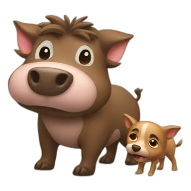 boar with dog sticker
