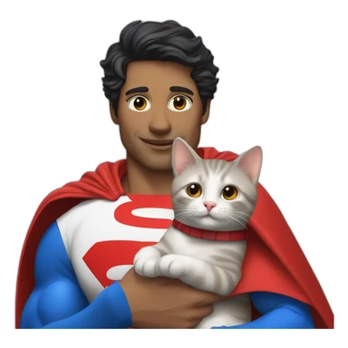 Cat holding luis lane and in a costume of super man sticker