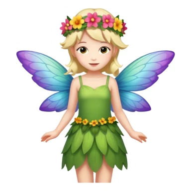 A flower fairy girl with one wing, full body display sticker