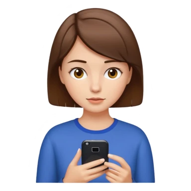 Una menina branca cabelo curto marrom usando el celular sticker