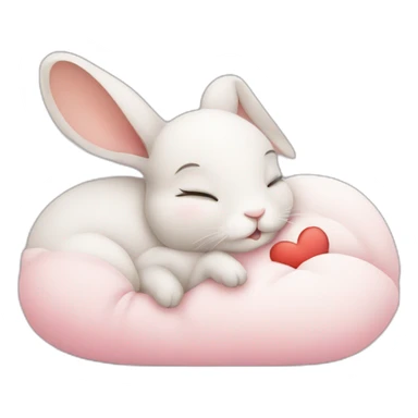 baby rabbit sleeping with heart sticker