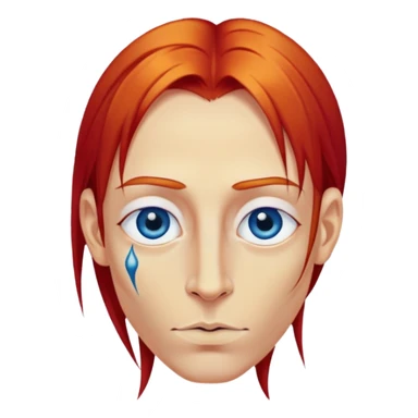 long straight red hair yellow guy dark blue eyes with piercing septum in nose sticker