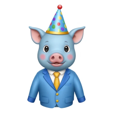 blue pig party hat wearing clothes  sticker