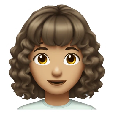 Pretty girl with wavy medium length brown hair and bangs nose piercing  sticker