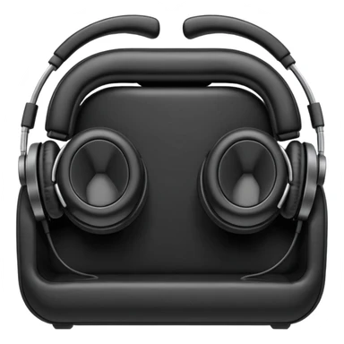 A pair of oversized headphones resting on the booth edge.
 sticker