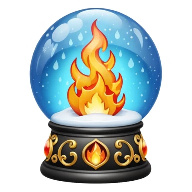 Can you make a snow globe emoji with a flame in it, gothic style sticker