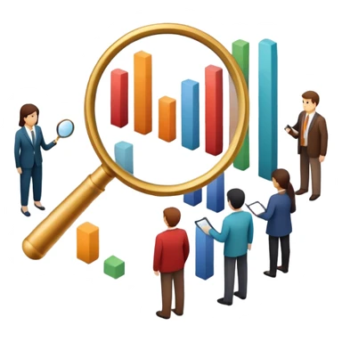 An icon featuring a group of diverse people, interconnected by lines, symbolizing sociology. The design includes a magnifying glass and a bar chart, representing the study of societies and social structures. Transparent background highlights the analysis of human behavior and social dynamics. sticker
