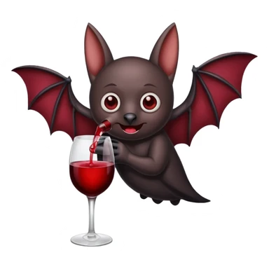 black bat drinking wine sticker