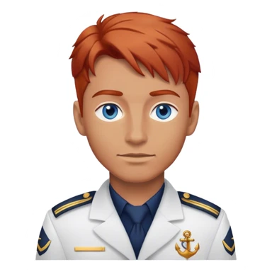 a male boat captain with medium red hair and blue eyes sticker