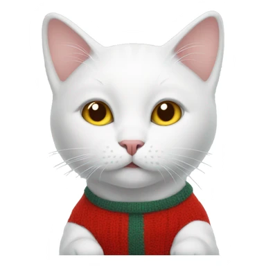 white cat in red sweater sticker