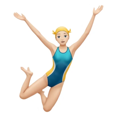 A swimmer is about to dive into the pool. She is in the pose of diving in the air with the hands above the head sticker