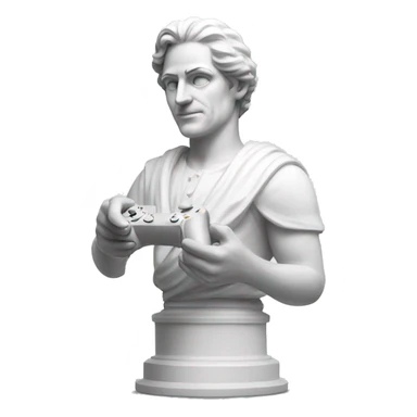 White italian statue holding a playstation controller sticker