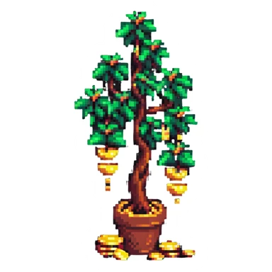 Money growing tree with coins sticker