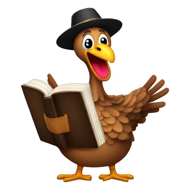 Happy Turkey singing with Bible in his hand sticker
