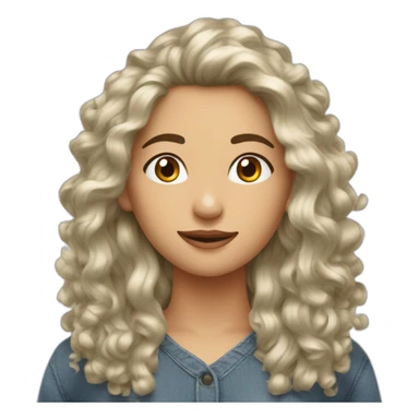 une meuf brunne avec les cheveux bouclé et long sticker