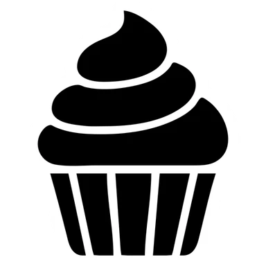 A solid filled icon of a cupcake with pink icing sticker