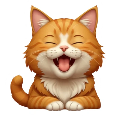 A high-resolution photo-realistic digital illustration of a solid ginger tabby cat, eyes closed, head titled up yawning sticker
