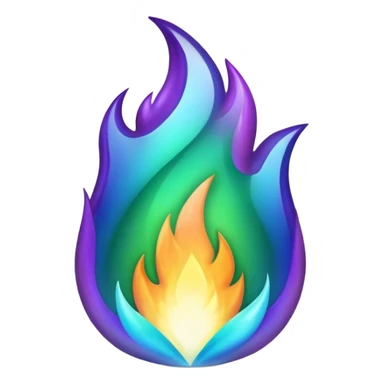 Shiny epic iridescent green blue and purple flame sticker