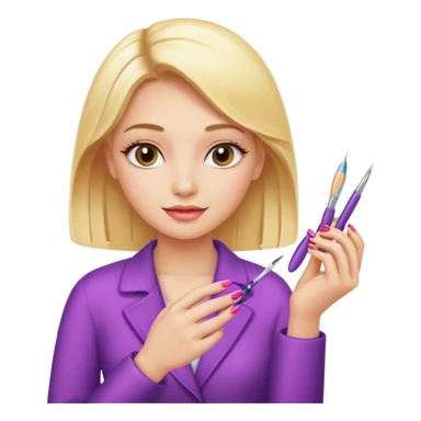 Blondie girl making nails sticker
