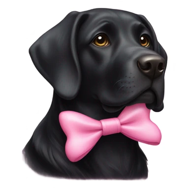 Black lab dog with pink bow  sticker