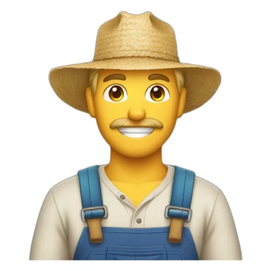 blonde male farmer with straw in mouth sticker