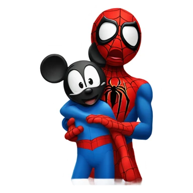  Spider-man hugging with mickey mouse sticker