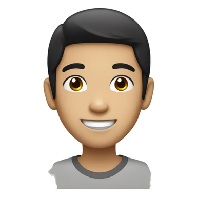 Asian boy with straight Balck hair and black eyes smile sticker