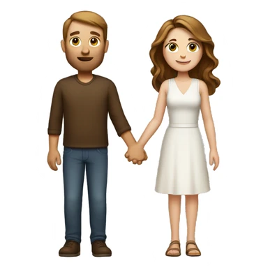 White couple with brown hair holding hands sticker