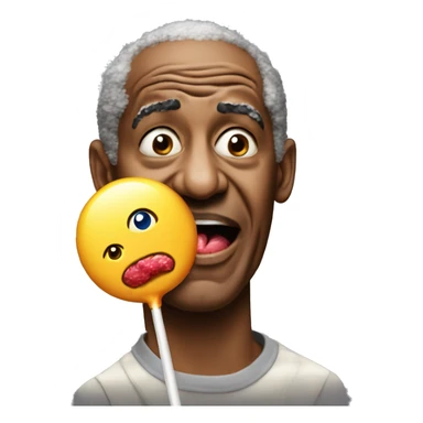 Cosby eating a lollipop that has smoke coming out of it sticker