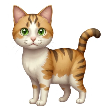 full body anxious looking colourful patchy light calico tabby cat sticker