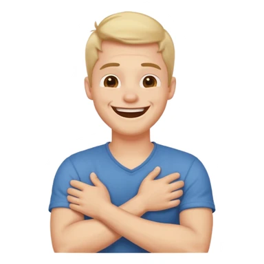 Crossed arms hold neck laughing guy sticker