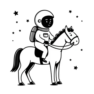 astronaut on horseback with stars in background sticker