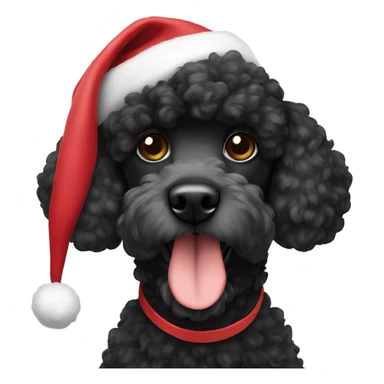 Black poodle in Christmas hat sticker
