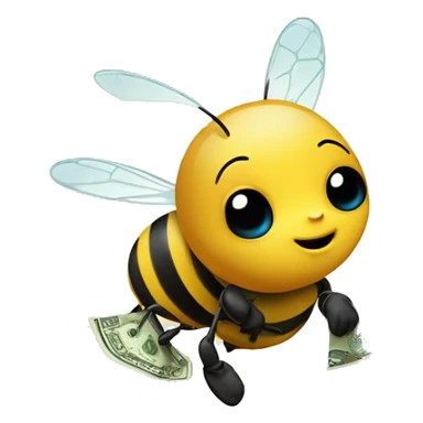 baby bees following big bee with money sticker