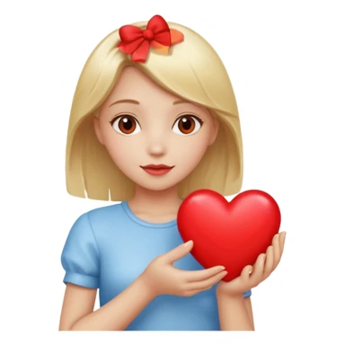 prayer girl blond hair red heart in her hands sticker