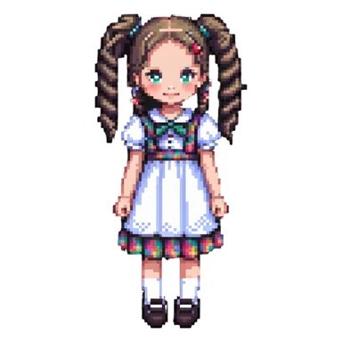 Little girl with pigtails in a cute dress sticker