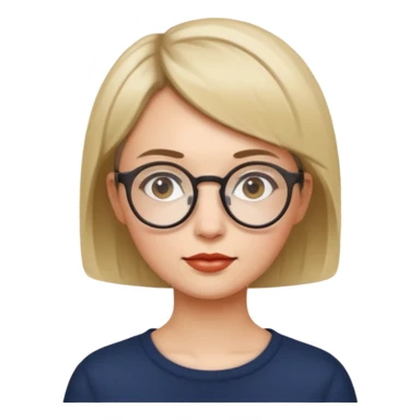 female short hair and round glasses sticker