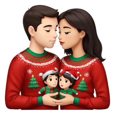 date night christmas couples, dark hair, about to kiss each other sticker