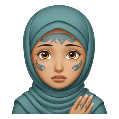 arab hijab ancient cry girl with tatooed sticker